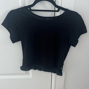 47 Street Black Fringe Hem Women's Tee